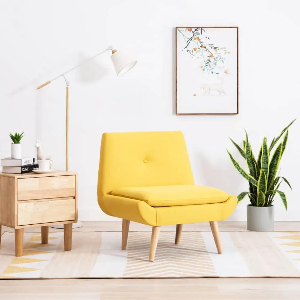 Sárga kárpitos karfa nélküli fotel 73 x 66 x 77 cm