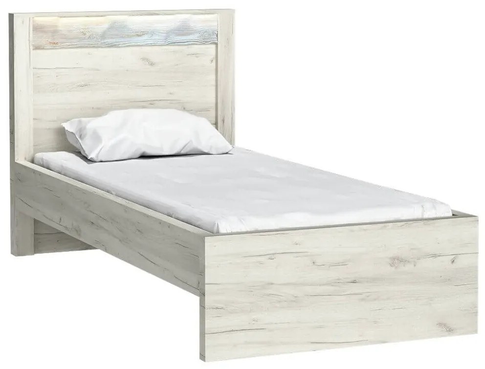 Egyszemélyes ágy 90 cm Indie 20 (LED világítással) (ágyráccsal) (fehér craft) . Akció -17%. 1057810