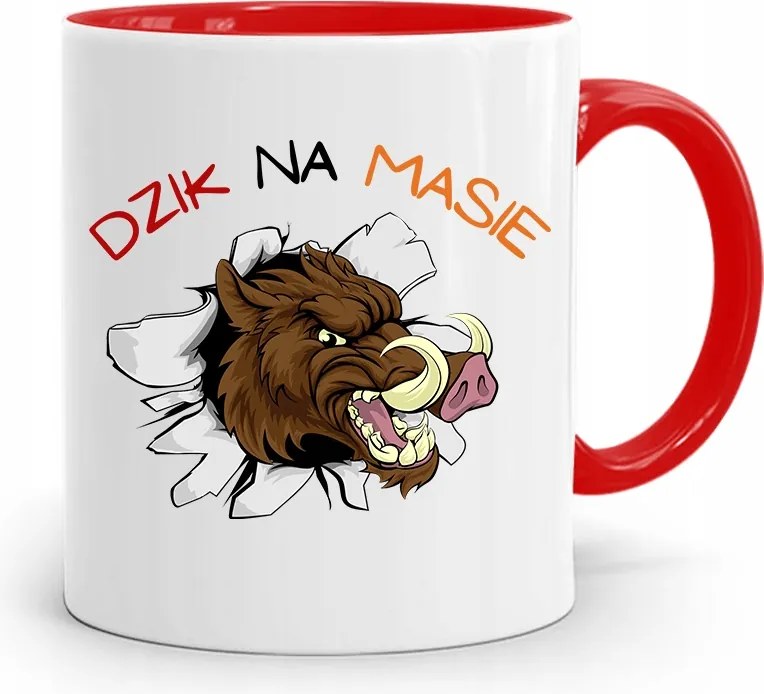 Piros Bögre Ajándék Fiúnak Vaddisznó A Tömegen fényképes nyomtatással