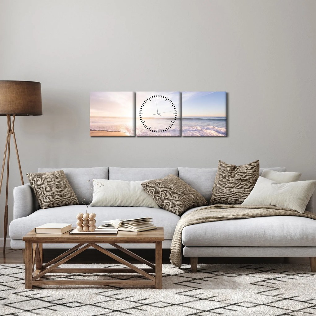 Homokos tengerpart képe (órával) (90x30 cm)