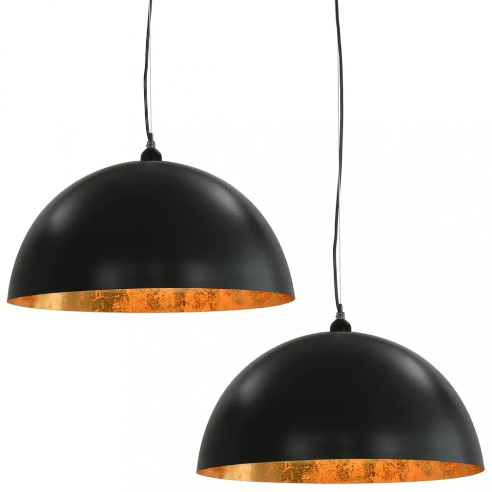 2 darab fekete-arany félgömb alakú mennyezeti lámpa 50 cm E27
