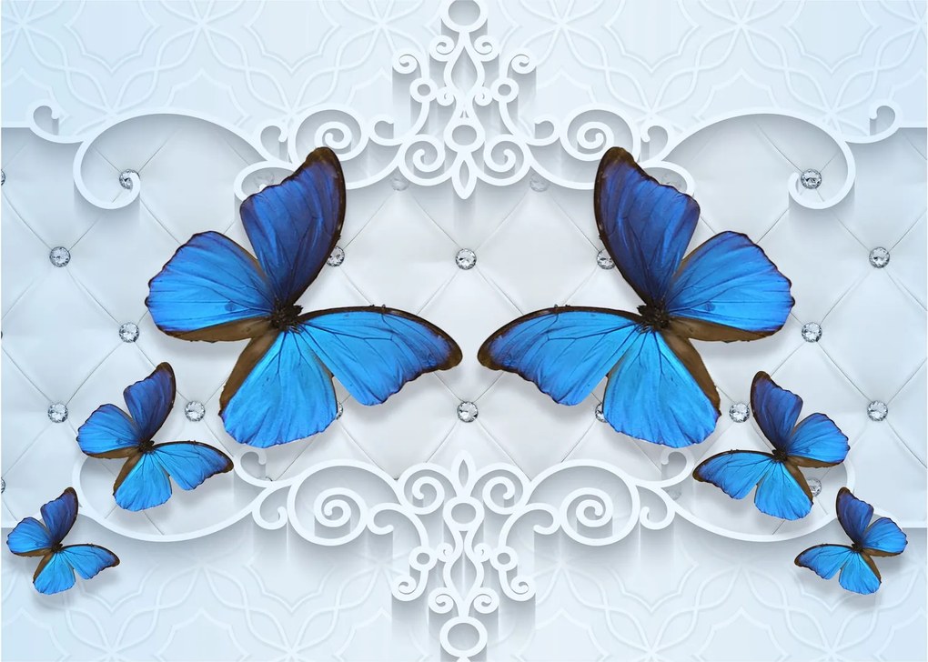 Kép - kék pillangók (üvegen) (70x50 cm)