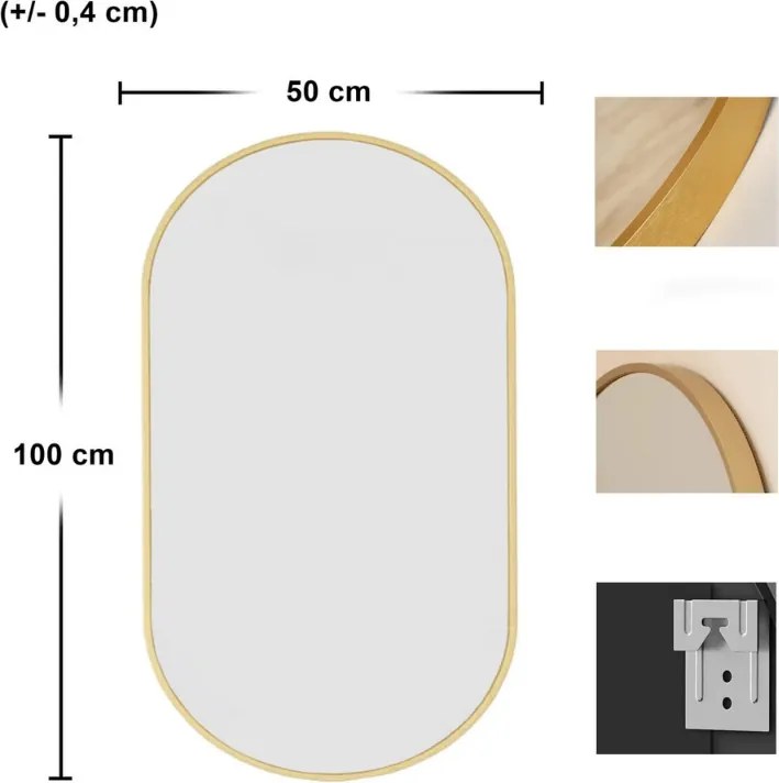 Ovális falitükör OLVANI 100x50 cm arany kerettel