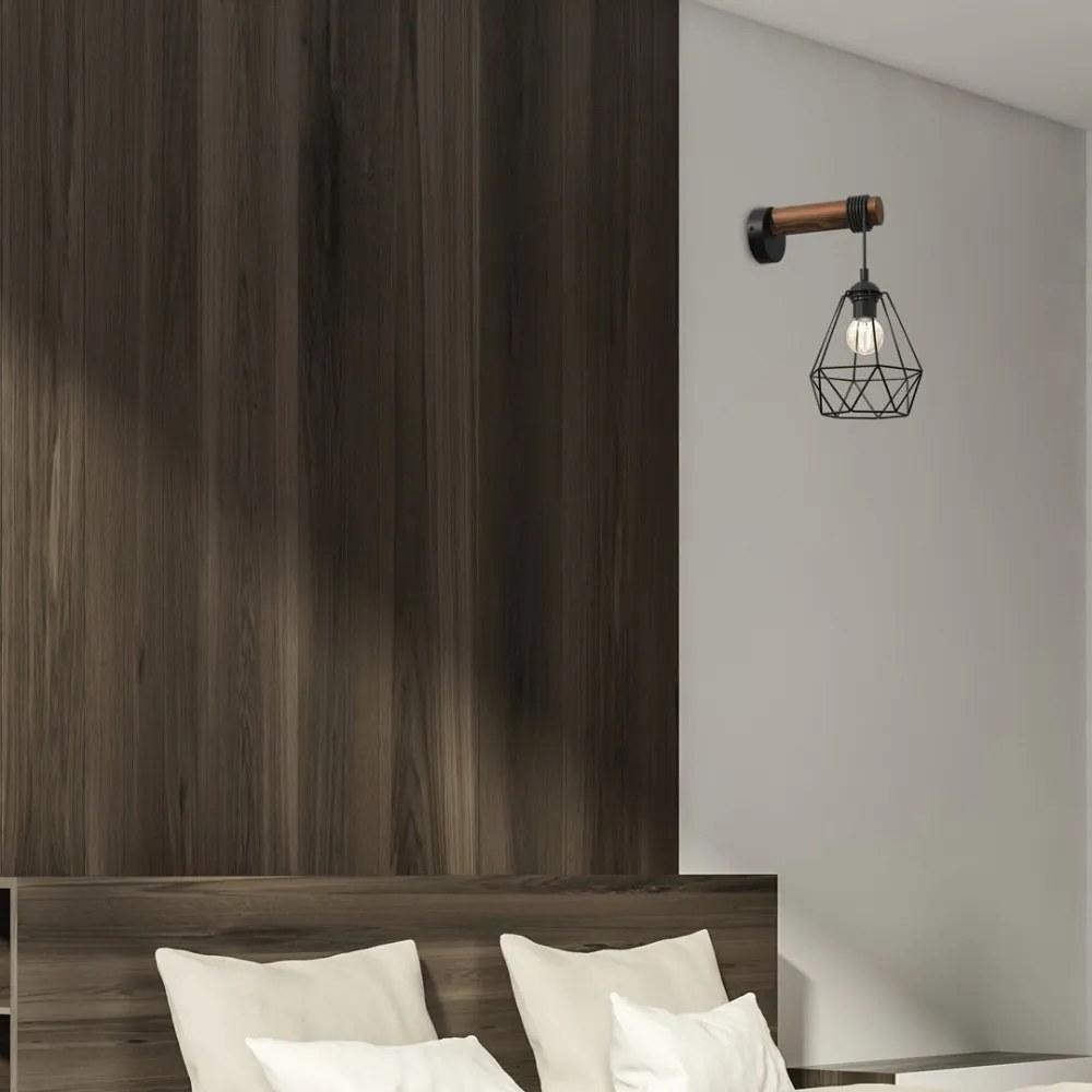 Loft fali lámpa fekete fa Milagro ACERO (MLP7886) 1x E27