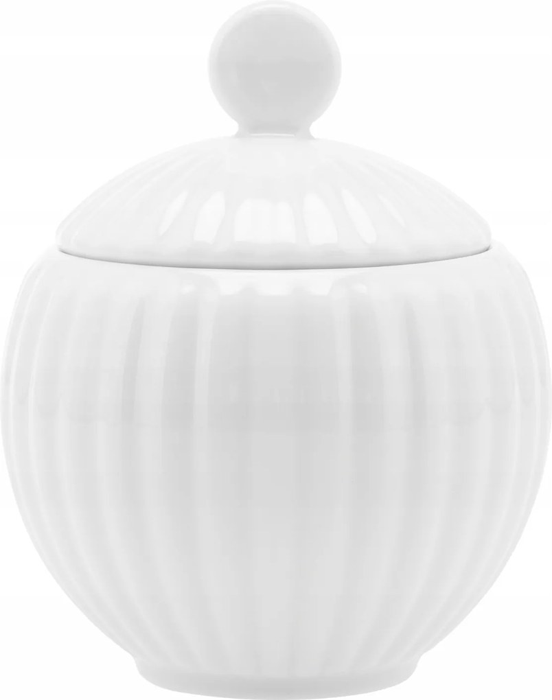 Lubiana Daisy Cukortartó 250 ml Porcelán Cukortartó Fedővel, Fehér