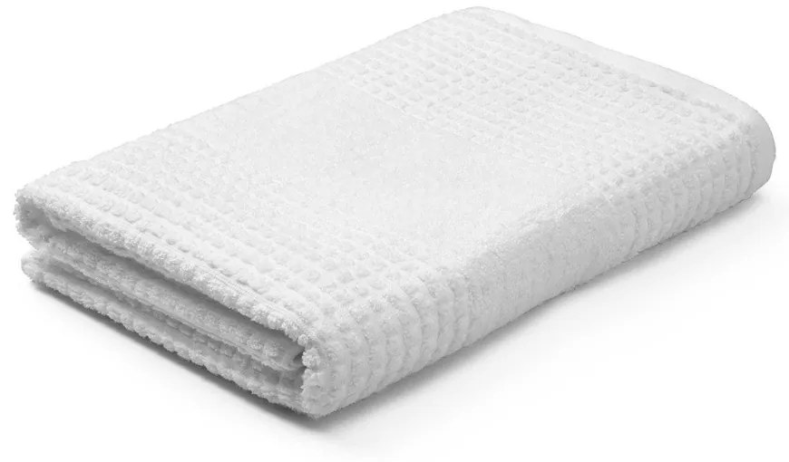 Fehér frottír bio pamut fürdőlepedő 70x140 cm Check – JUNA