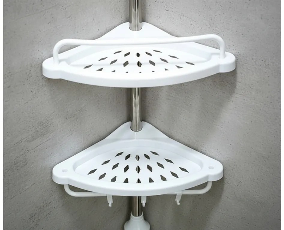 AKCIÓ Compact sarokpolc fürdőszobába teleszkópos 104-315 cm, fehér II. osztály