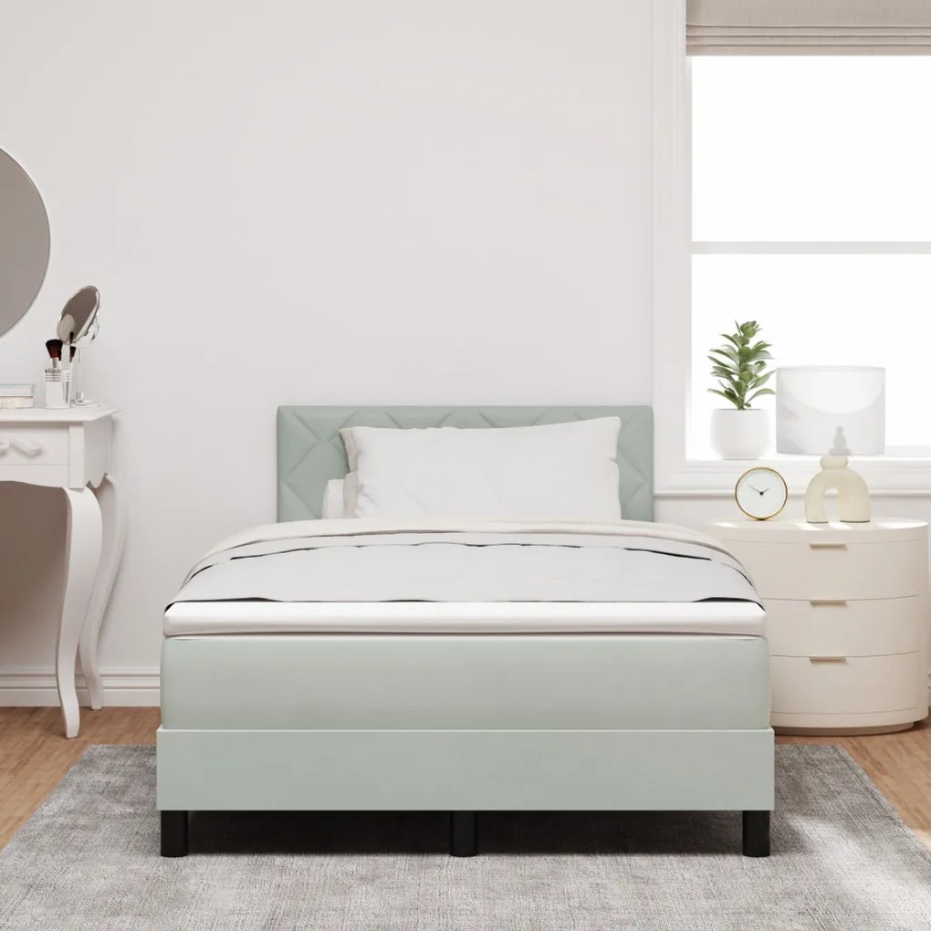 Boxspring Ágy Matrac Fényes Szürke 120x200 cm Bársony