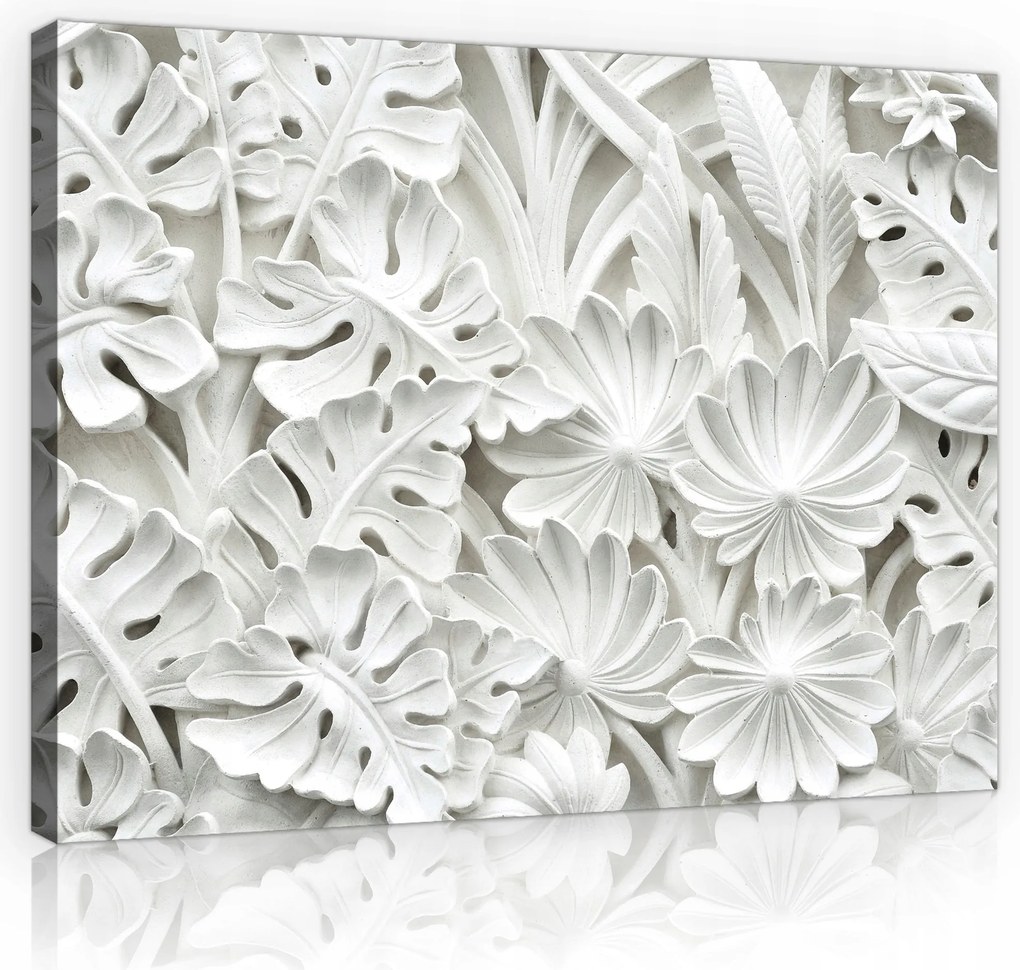 Vászonkép nappaliba modern fehér levelek nagy 60x40