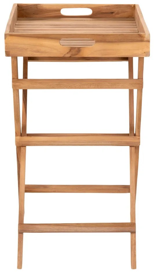 Rendo tálcás kisasztal, teak fa, natúr, 29x39x49,5 cm