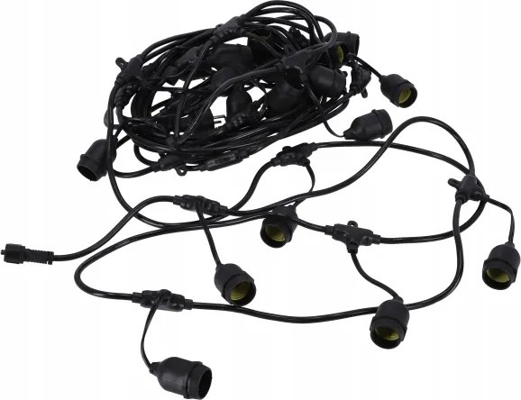 LED kültéri dekorációs fényfüzér 20xE27/1W/230V 20,94 m IP44 fekete