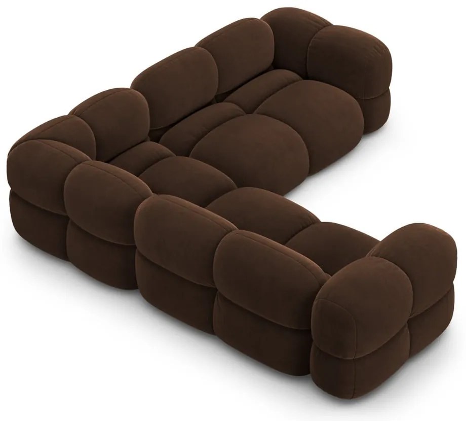 Sötétbarna bársony sarokkanapé Loretto – Cosmopolitan Design