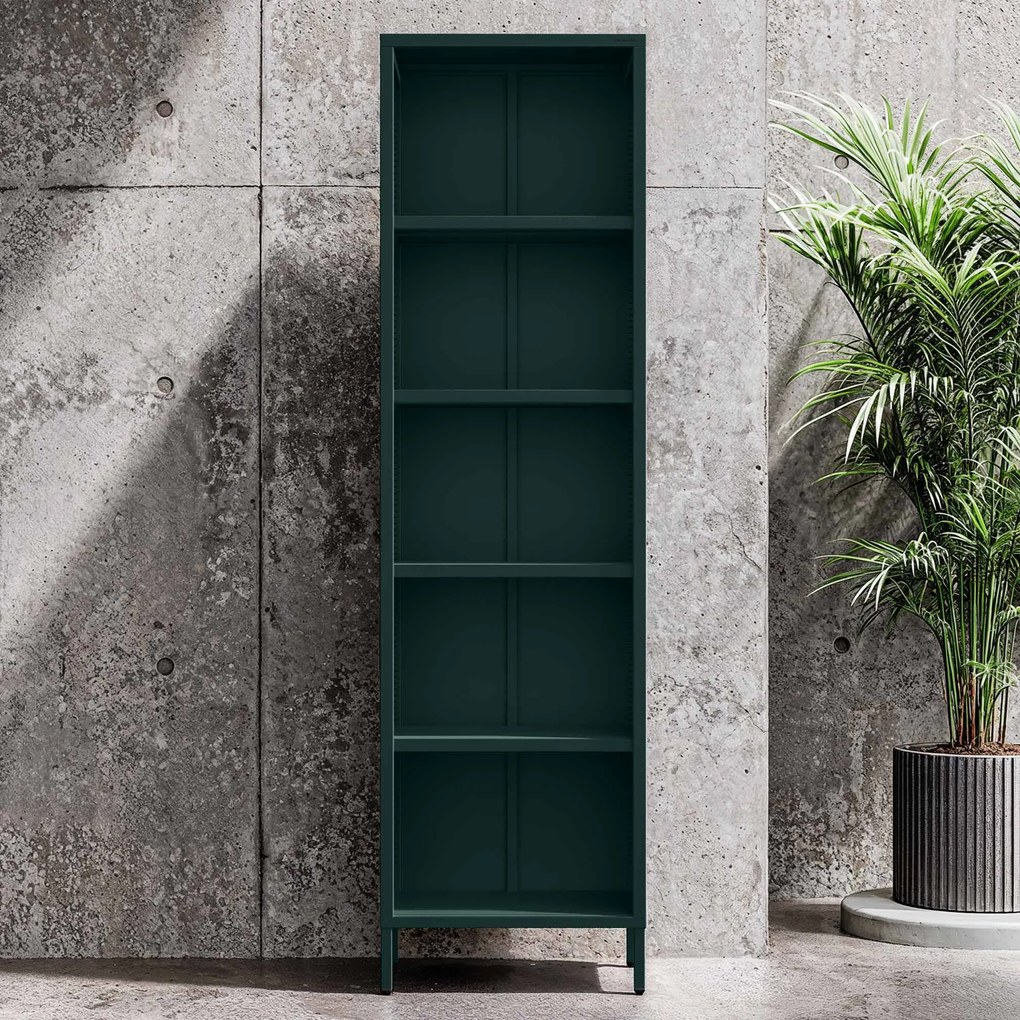 Könyvespolc MARIO, 500 x 1800 x 350 mm, Modern: palack zöld szín
