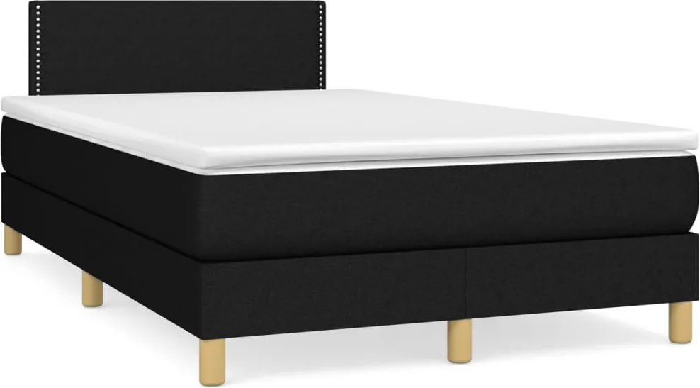 vidaXL fekete szövet rugós ágy matraccal 120 x 200 cm