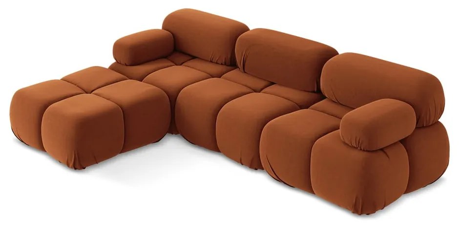 Narancssárga bársony moduláris sarokkanapé Lokua – Makamii