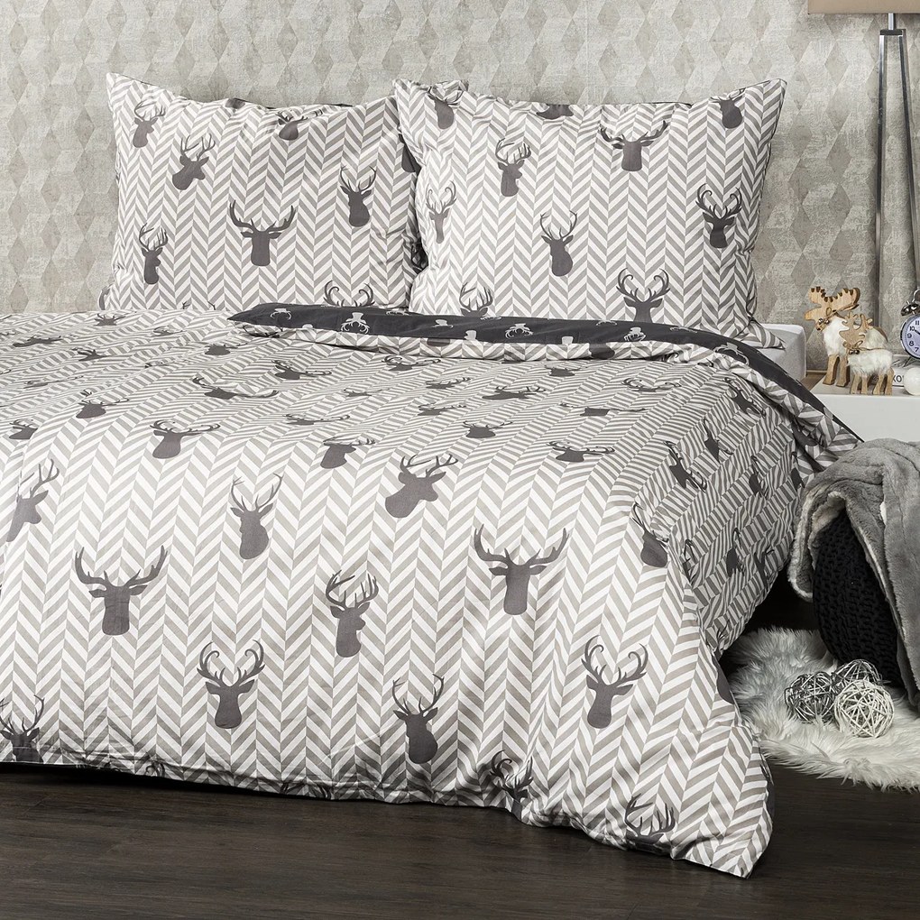 4Home Reindeer pamut ágyneműhuzat, 220 x 200 cm, 2 db - 70 x 90 cm, 220 x 200 cm, 2 db 70 x 90 cm