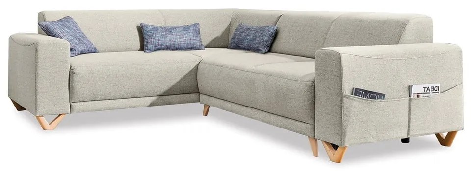 Bézs kinyitható-tárolóhelyes sarokkanapé (bal oldali-L alakú) Classy Sophie – Miuform