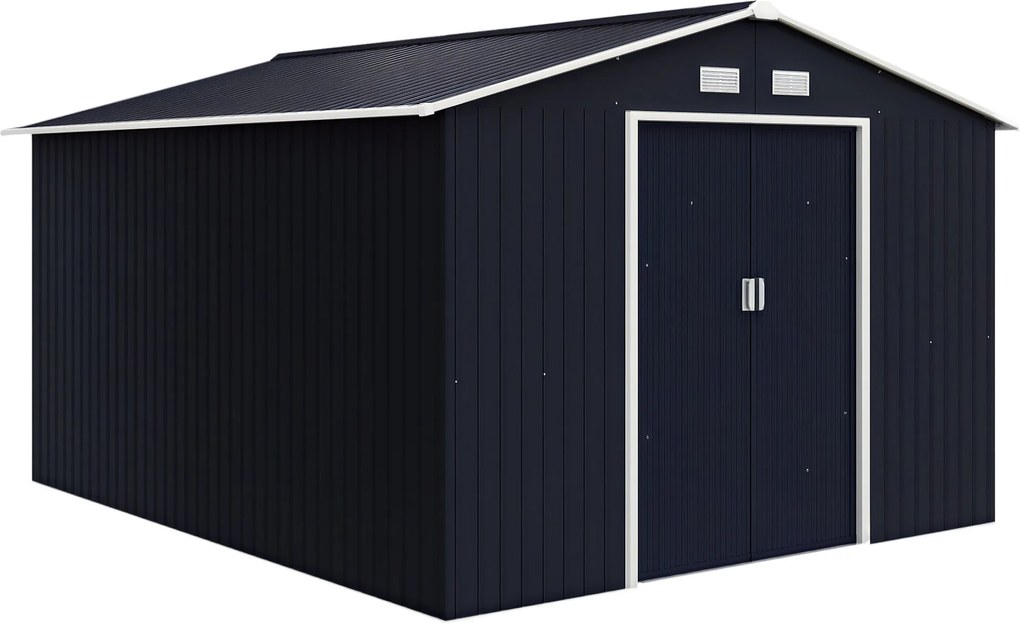 Outsunny Kerti Szerelő Sátor 8.3 m² 277x322x192 cm Kerti Sátor Tolóajtóval, Lejtős Tetővel, Megerősített Alappal (Padló NEM Tartozék) és 4 Ablakkal Sz