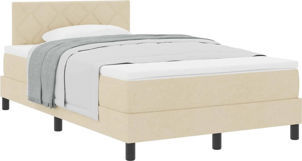 vidaXL Boxrugós ágy matracmal fejtámlával Krém 120 x 190 cm szövet