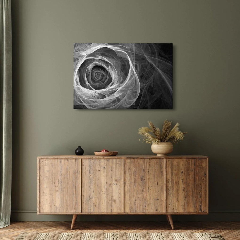 Kép - Absztrakt rózsa fekete-fehér (90x60 cm)