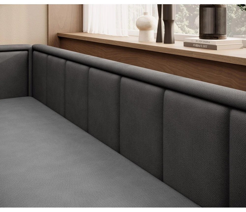 Sötétszürke zsenília kinyitható-tárolóhelyes kanapé 214 cm Fulgeo – ELTAP