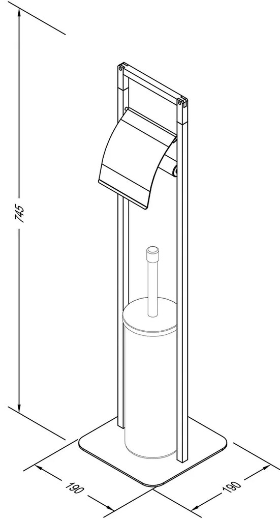 Spirella Toalettpapír tartó kefével Chic 75 x 19 x 19 cm, fekete