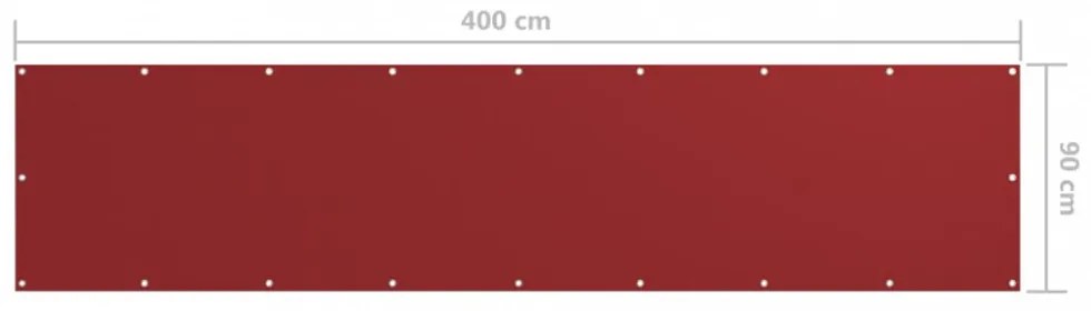 piros oxford-szövet erkélyparaván 90 x 400 cm