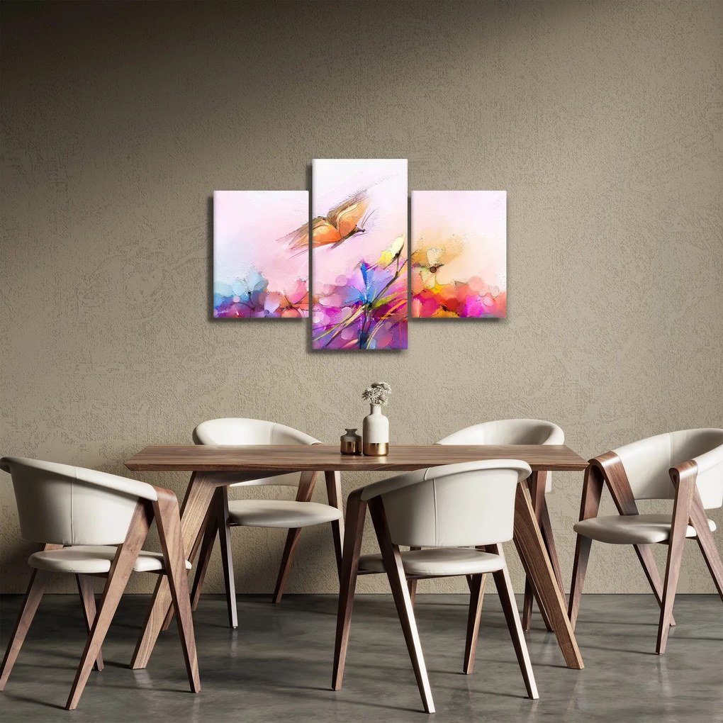 Kép - pillangó a virág felett, absztrakció (90x60 cm)