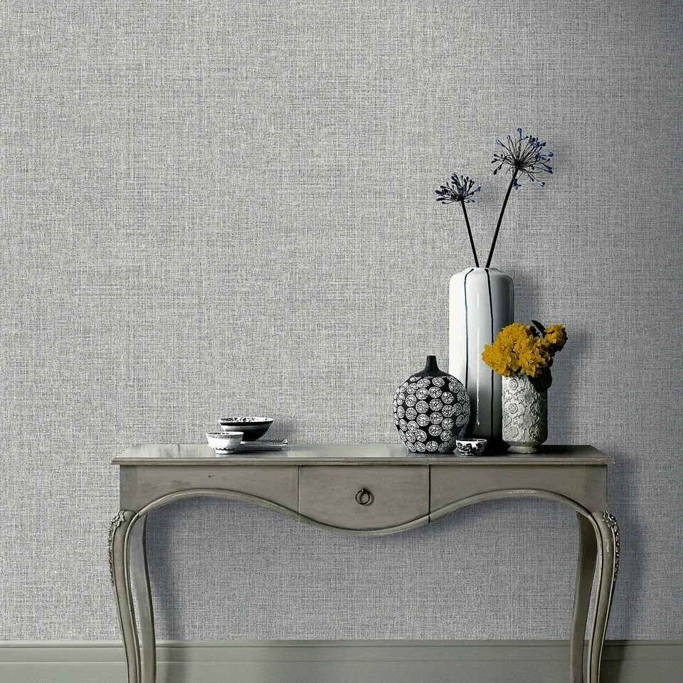 Arthouse Signature 1 Luxe Hessian szürke szövet hatású texturált vlies tapéta – 295400