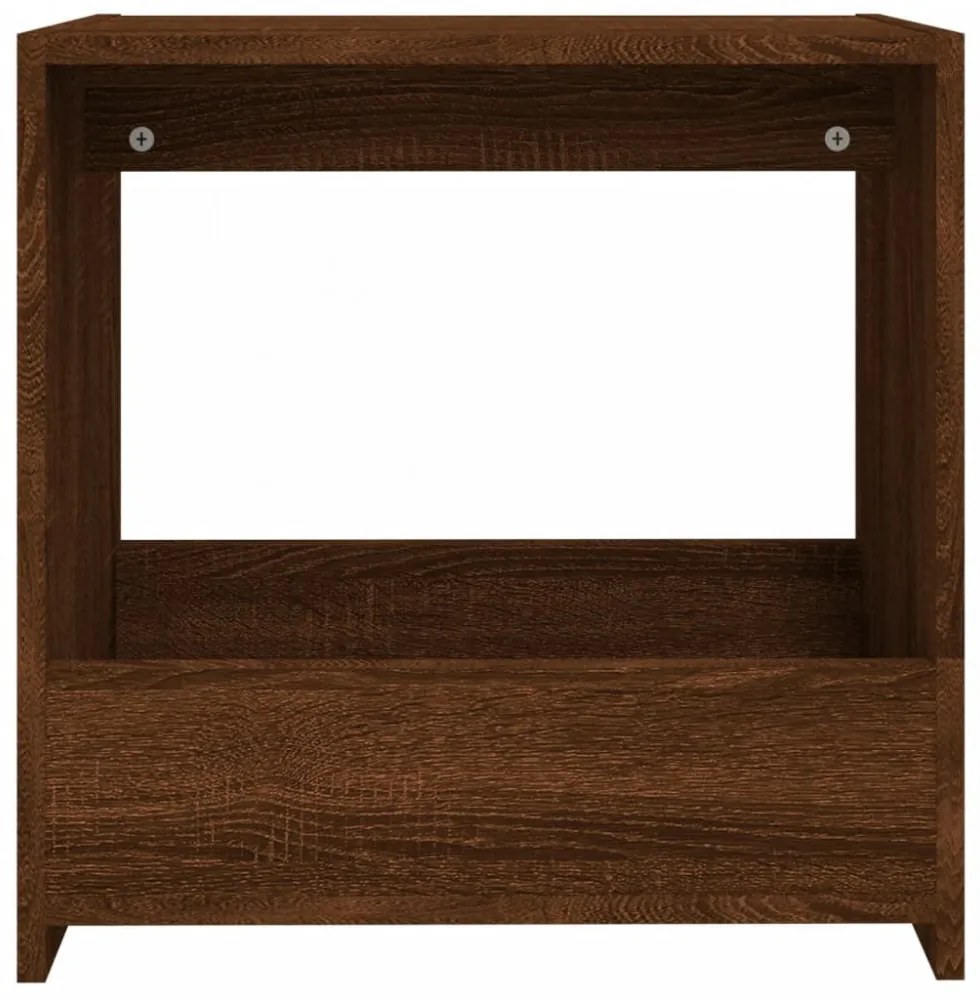 barna tölgyszínű szerelt fa kisasztal 50 x 26 x 50 cm