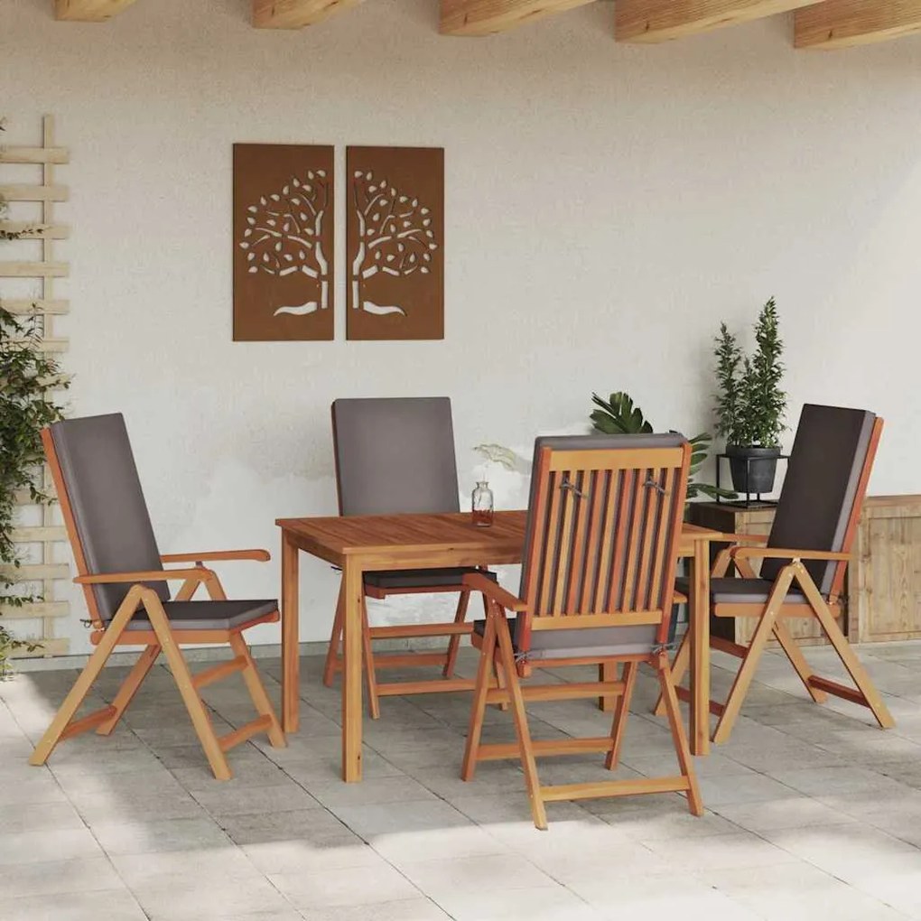 Kerti Szék párnával 4 pcs Barna 57 x 71.5 x 104cm Tömör tíkfa