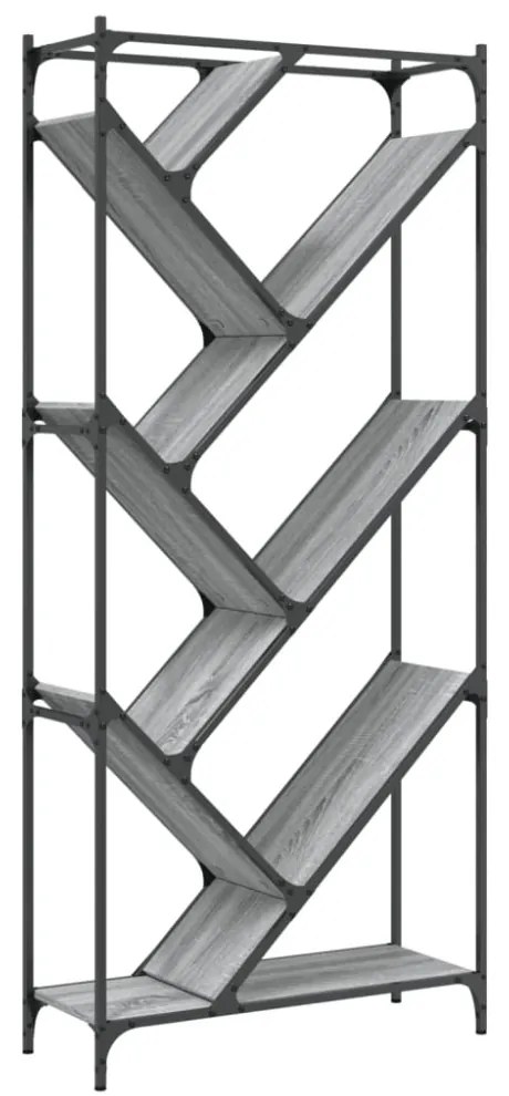 szürke sonoma szerelt fa és fém könyvszekrény 79 x 30 x 180 cm