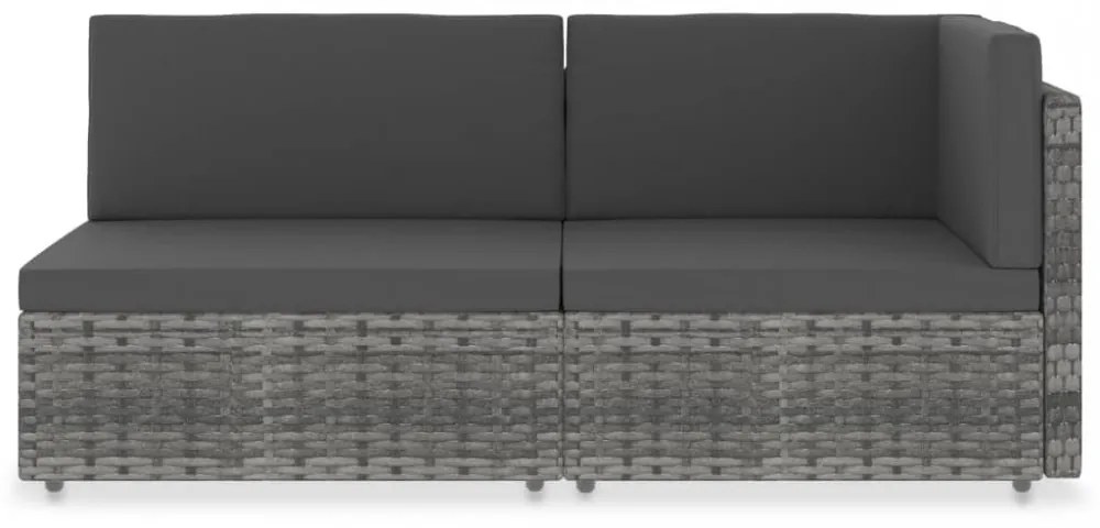 vidaXL 2 személyes szürke elemes polyrattan kanapé