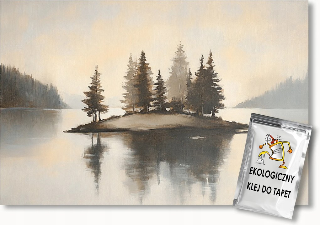 Fotótapéta Flizelina Tájkép Erdő Tó Fjord Sziget Bézs Barna 150x105 ragasztó