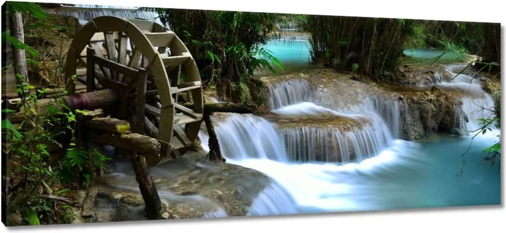 Festmények 100x40 Fából készült malom a folyón