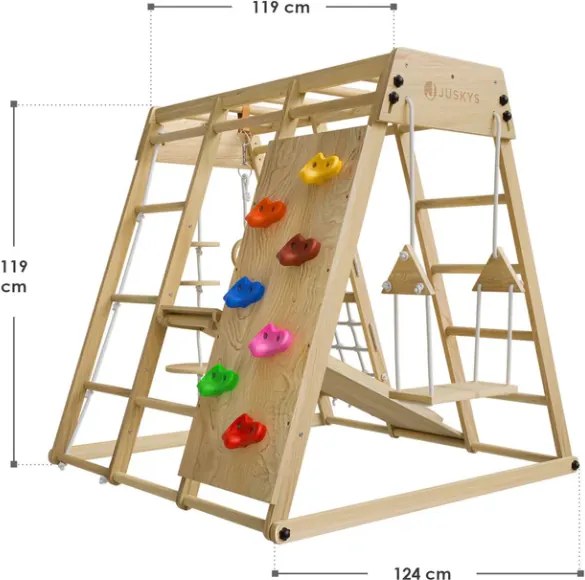 Gyerek beltéri fa  játszótér csúszdával összecsukható