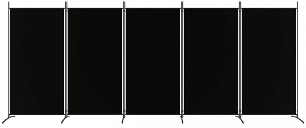 5 paneles fekete szövet térelválasztó 433x180 cm