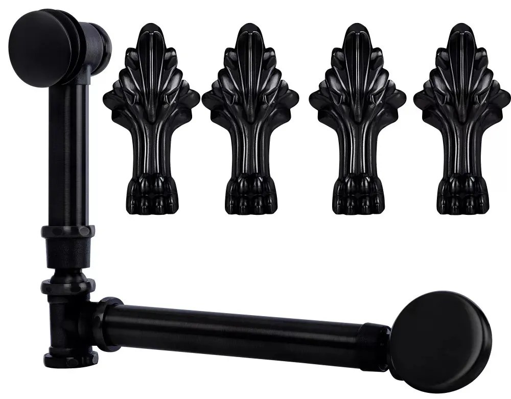 Antica szabadon álló kád fekete lábakkal és leeresztővel