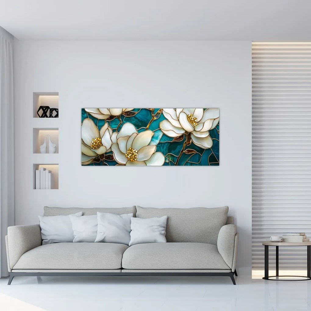 Kép - Ólomüveg magnóliával (120x50 cm)