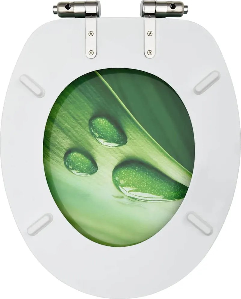 2 db zöld vízcseppmintás MDF WC-ülőke finoman záródó fedéllel
