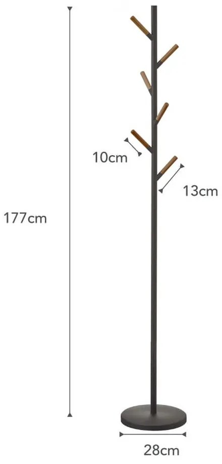 Plain Pole Hanger fekete állófogas bükkfa részletekkel - YAMAZAKI