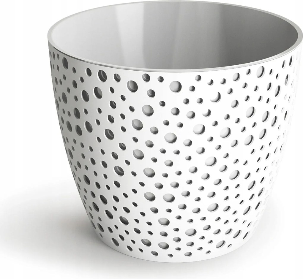 Műanyag kaspó fehér-szürke Don-Plast 17 x 14,5 cm