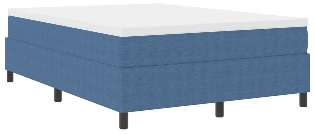 Boxspring Ágy Kék 140x200 cm Bordázott Szövet