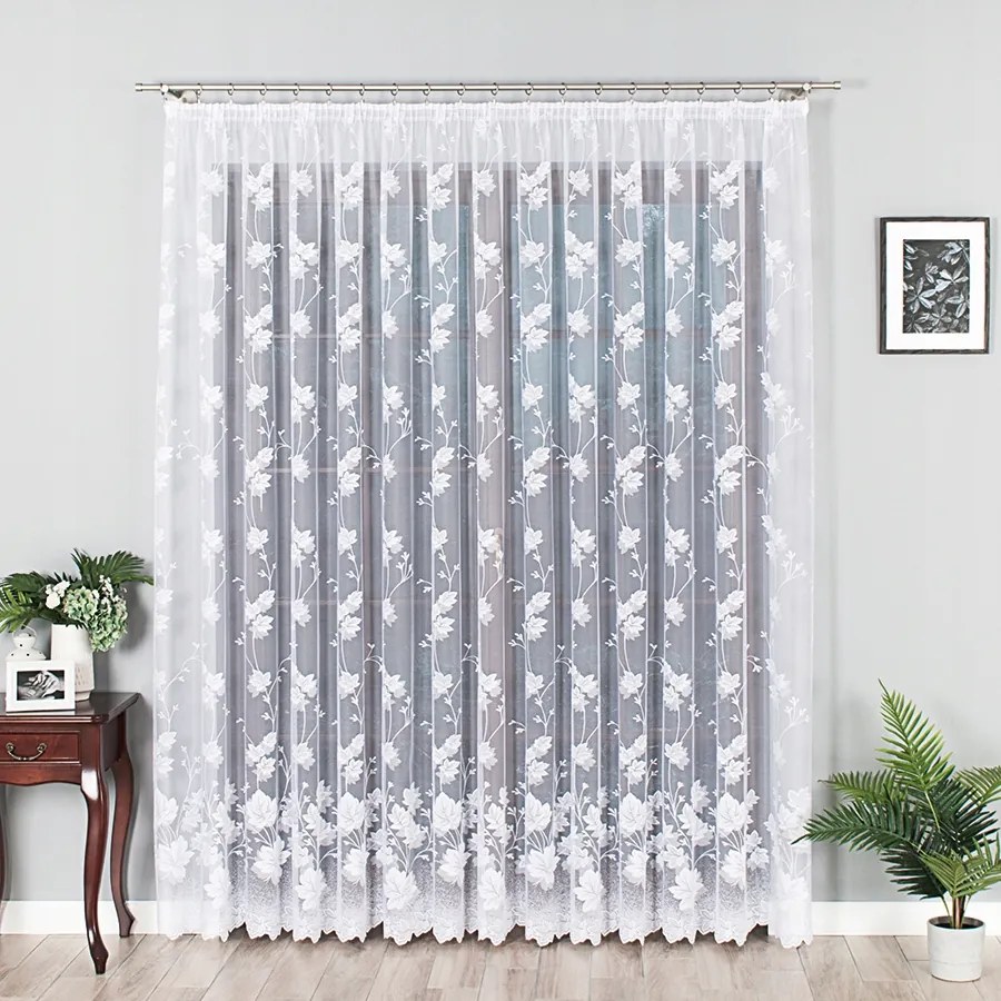 Virágos Jacquard Függöny Ráncoló Szalaggal 600X230