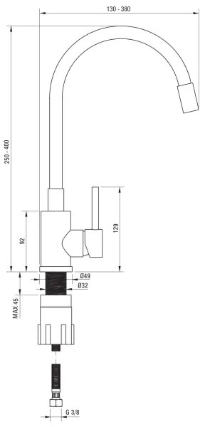 Deante ZQJNN103 - Mosogató EVORA 50x50 cm + mosdócsap gránit/fekete