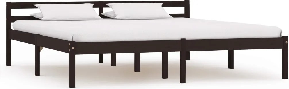 vidaXL sötétbarna tömör fenyőfa ágykeret 160 x 200 cm