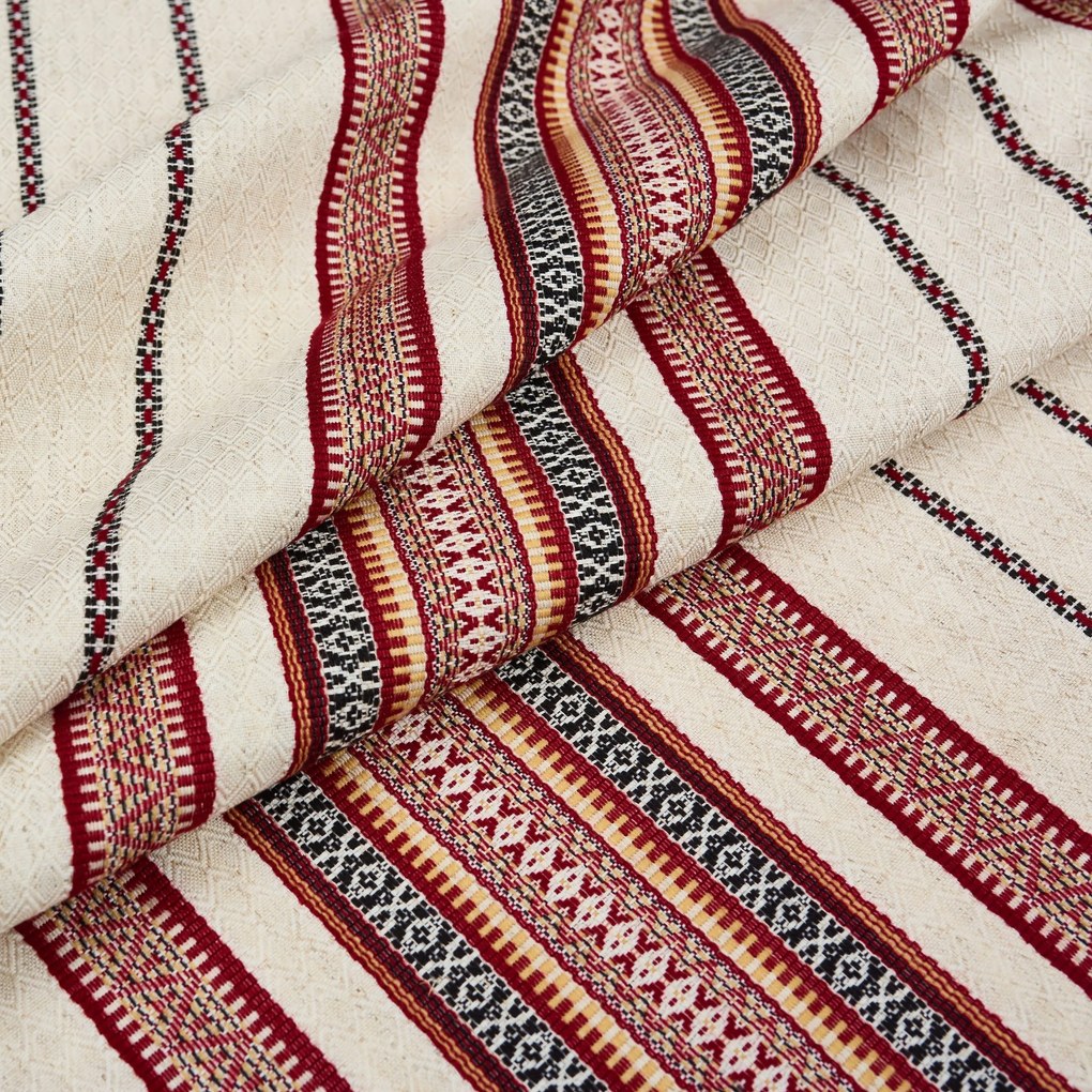 Abrosz szőtt népi hagyományos lenvászon bordó 120x140 cm