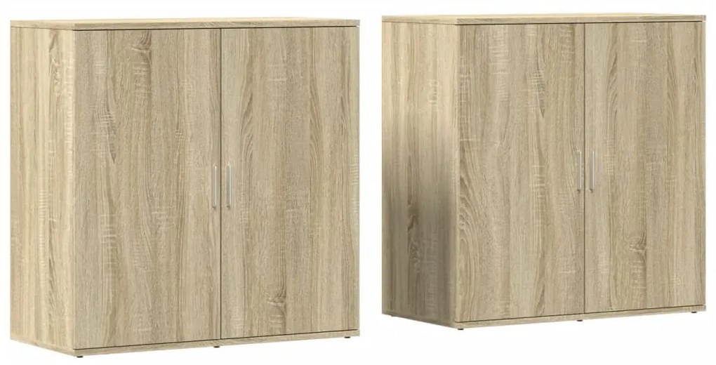 2 db sonoma tölgy színű szerelt fa tálalóasztal 79 x 38 x 80 cm