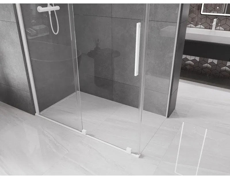 Mexen Velar, zuhanykabin tolóajtóval 150 (ajtó) x 90 (fal) cm, 8mm átlátszó üveg, fehér, 871-150-090-01-20