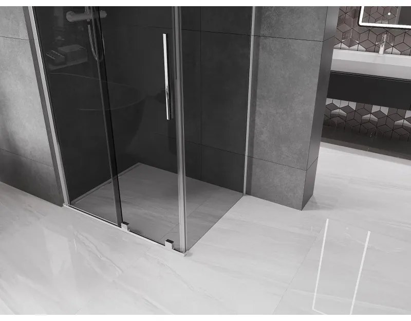 Mexen Velar, zuhanykabin tolóajtóval 100 x 80 cm, 8mm szürke üveg, króm, 871-100-080-41-01